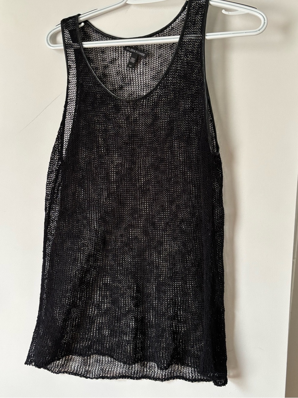 Eileen Fisher Black Sheer Knit Top
